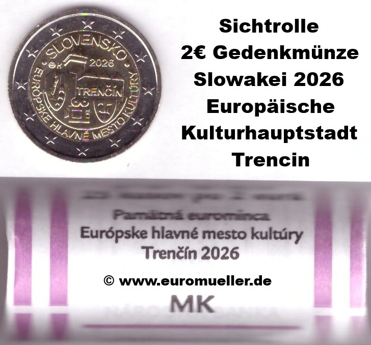 Slowakei Rolle...2 Euro Gedenkmünze 2026...Trenčín   