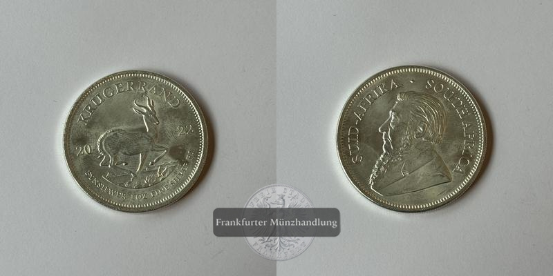  Süd Afrika 1 Rand Silber-Krügerrand 2022 FM-Frankfurt KM#691 Feinsilber: 31,1g   