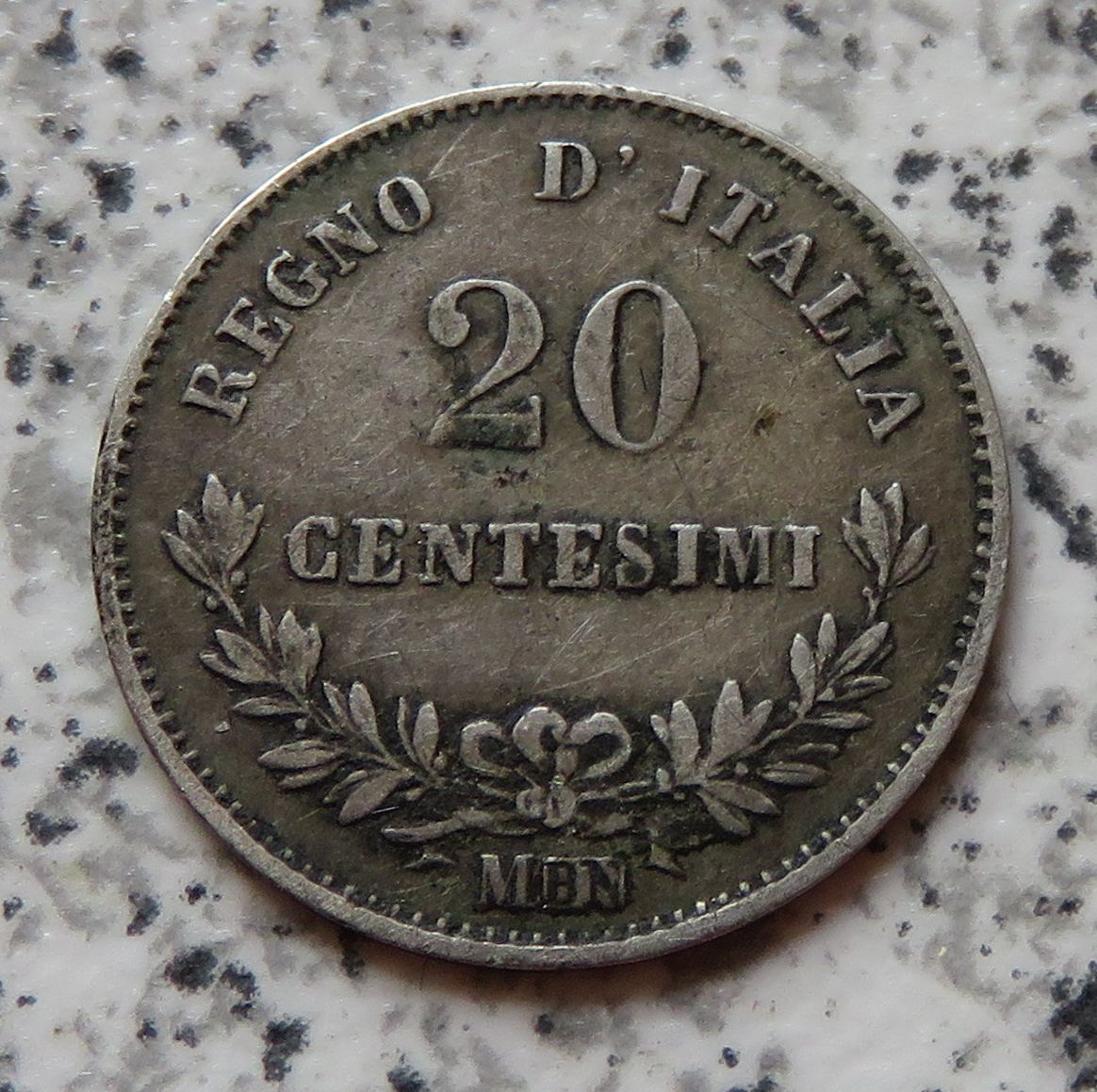  Italien 20 Centesimi 1863 M BN   