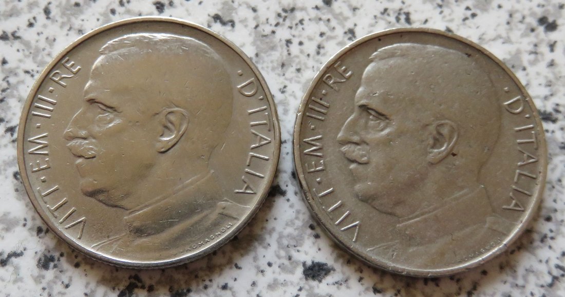  Italien 50 Centesimi 1920 Riffelrand und 1925 glatter Rand   