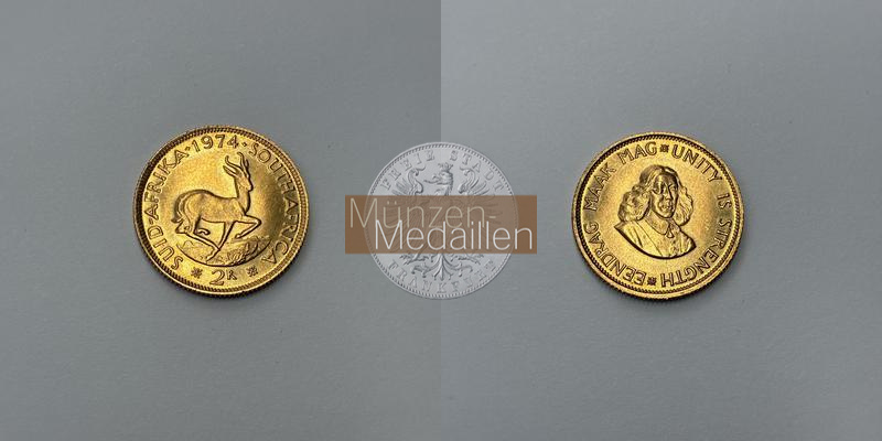 Süd-Afrika MM-Frankfurt   Feingold: 7,32g 2 Rand 1974 