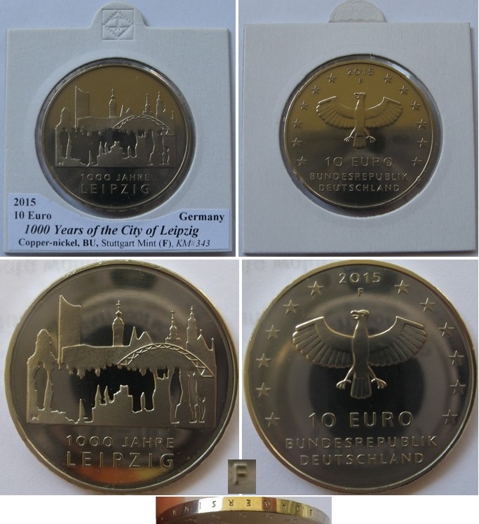  2015-Germany-10 Euro-1000 Years of the City of Leipzig-BU   