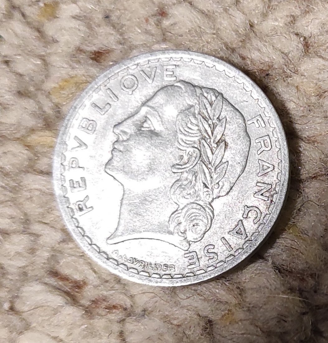  Frankreich 5 Francs 1945 B, Aluminium   