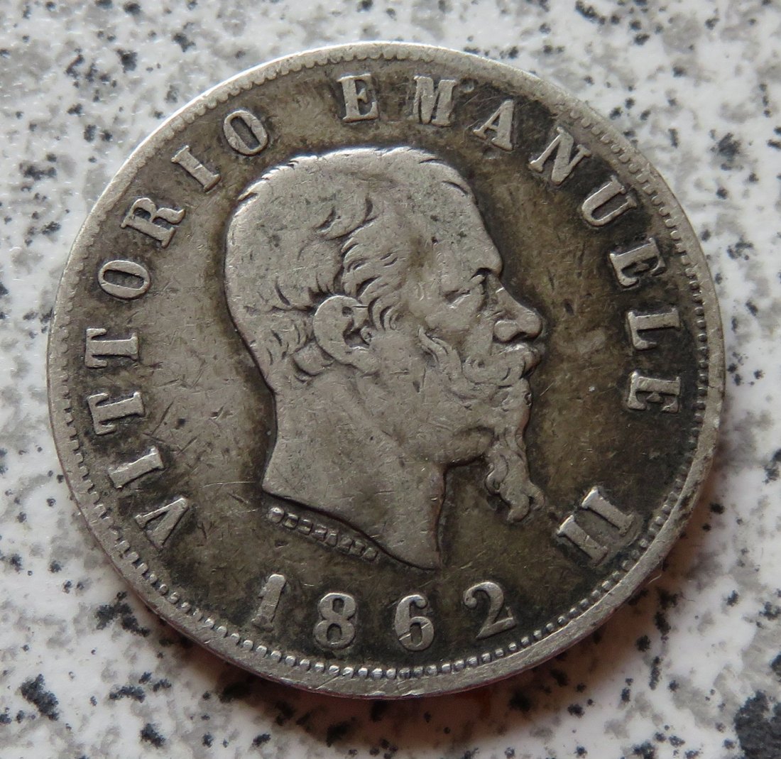  Italien 2 Lire 1862 N, selten/sehr selten   