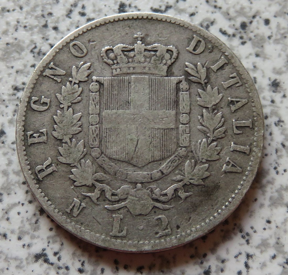  Italien 2 Lire 1862 N, selten/sehr selten   