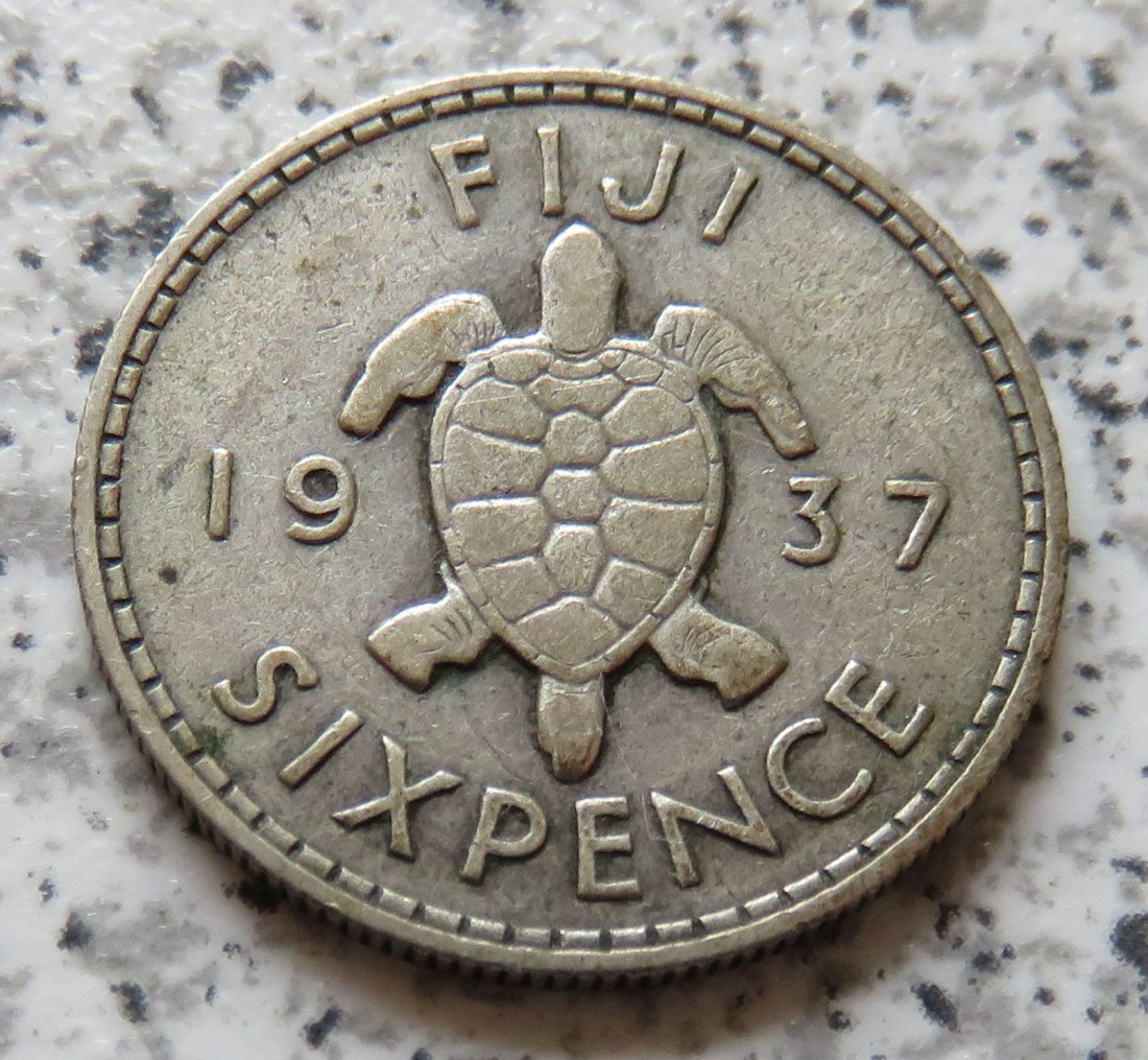  Fiji 6 Pence 1937   