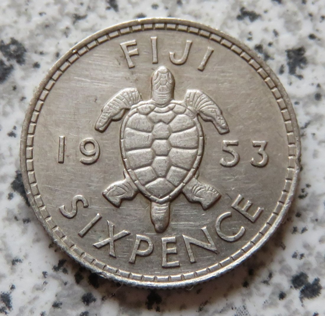  Fiji 6 Pence 1953   