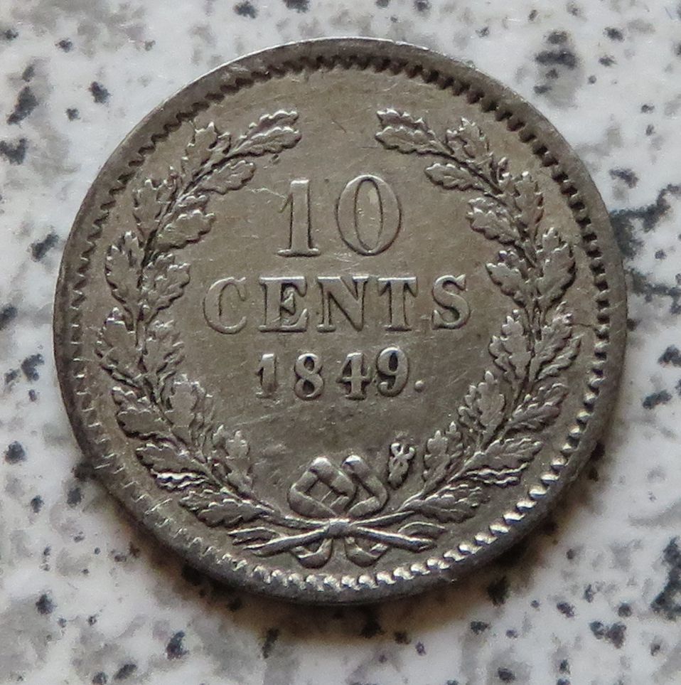  Niederlande 10 Cents 1849.   