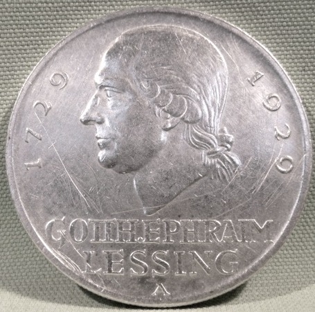  5 Reichsmark 1929 A Lessing, J 336   