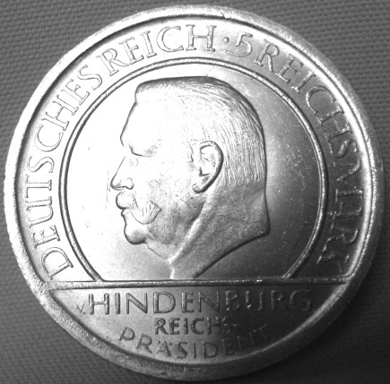  5 Reichsmark 1929 A Schwurhand, J 341   