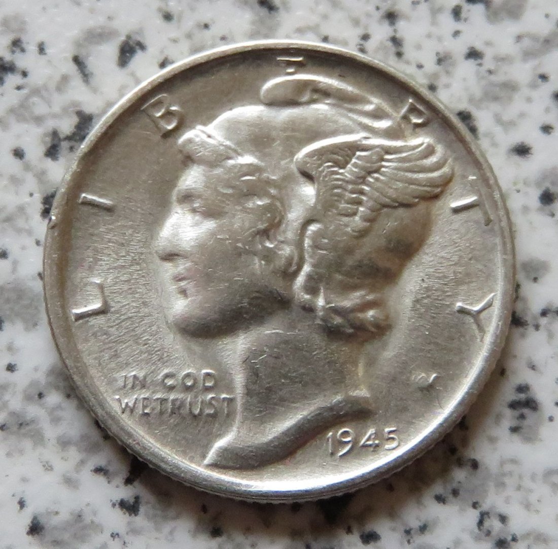  USA 10 Cents 1945 S / USA 1 Dime 1945 S   