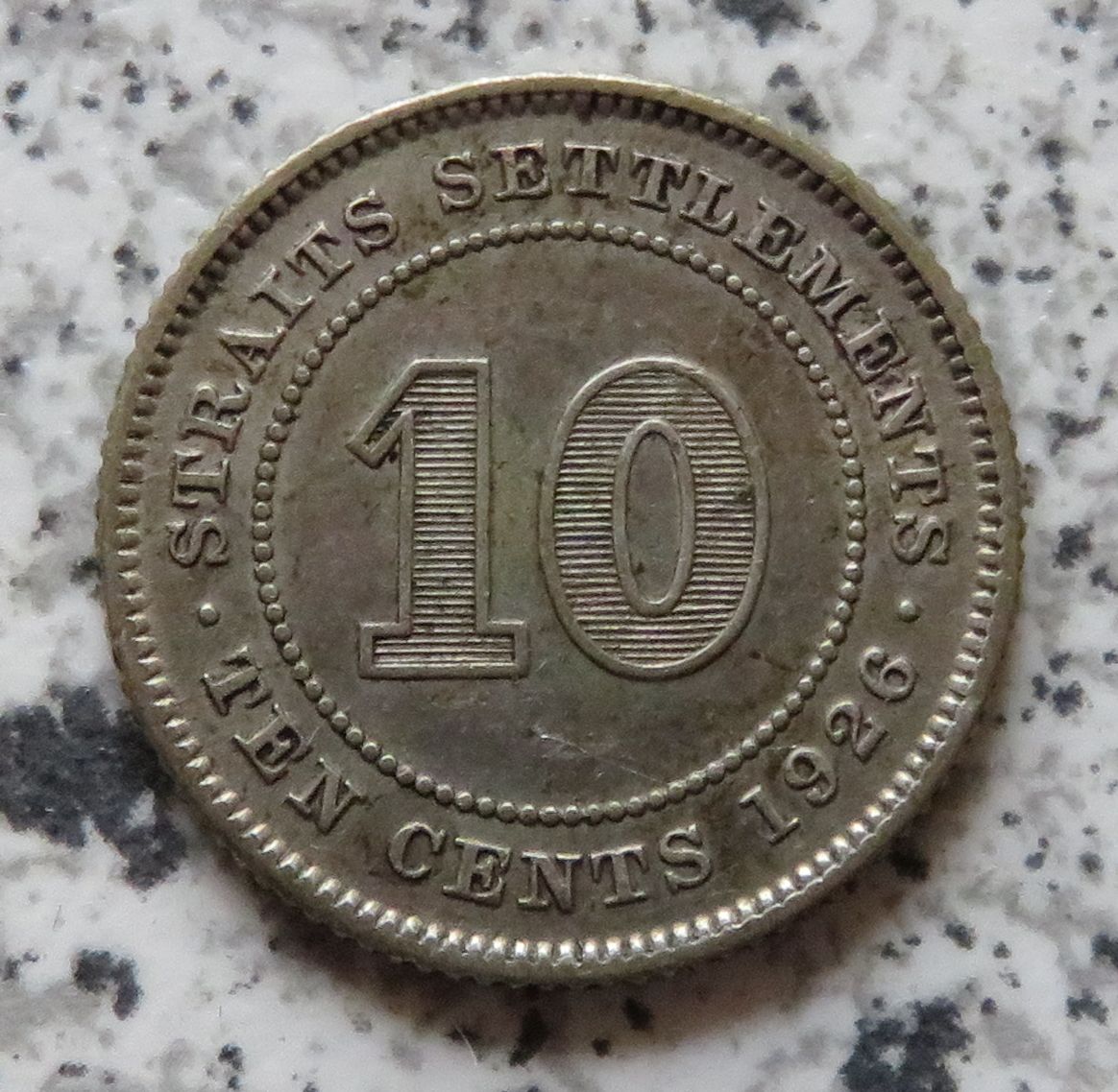  Straits Settlement 10 Cents 1926   