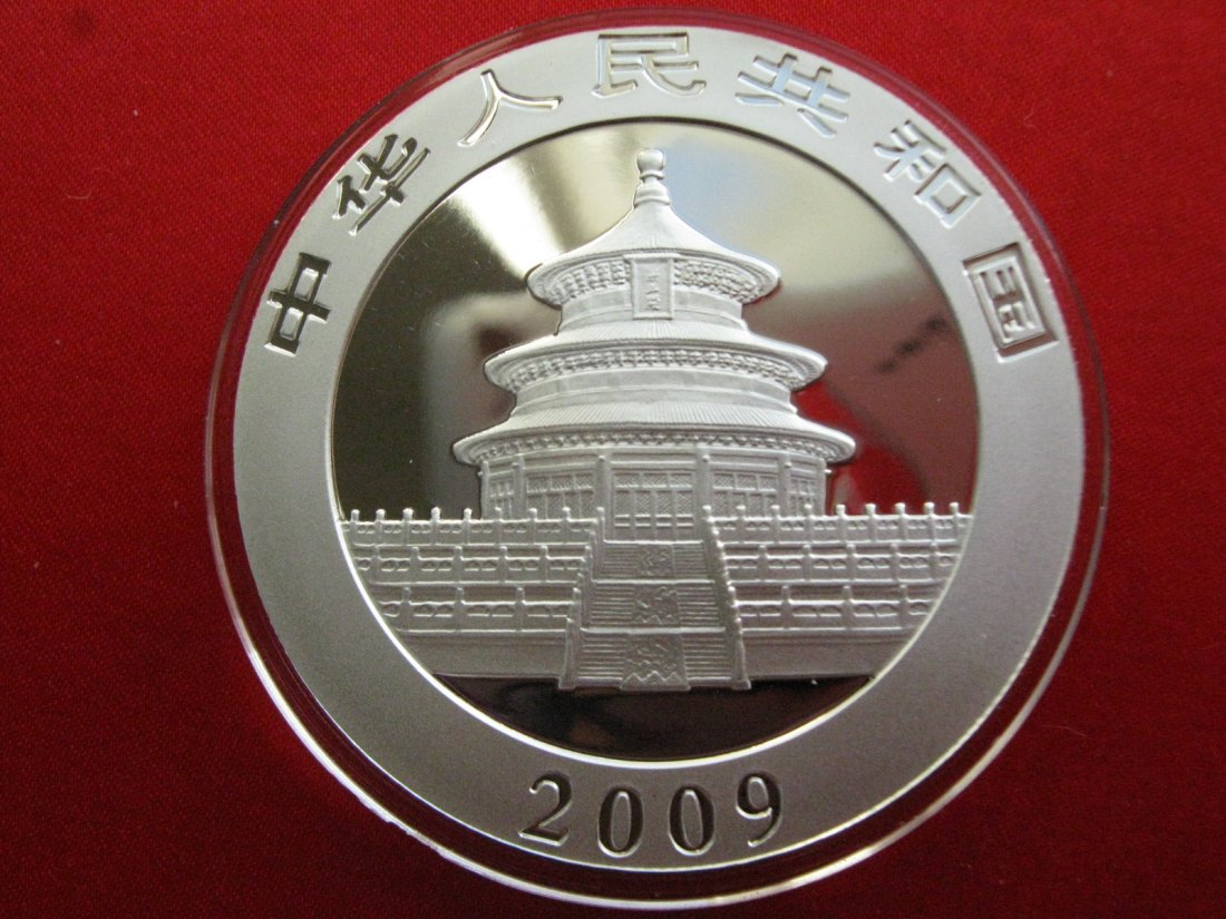  China Silbermünze 2009, WWF Panda, 10 Yuan 1oz 999er Silber   