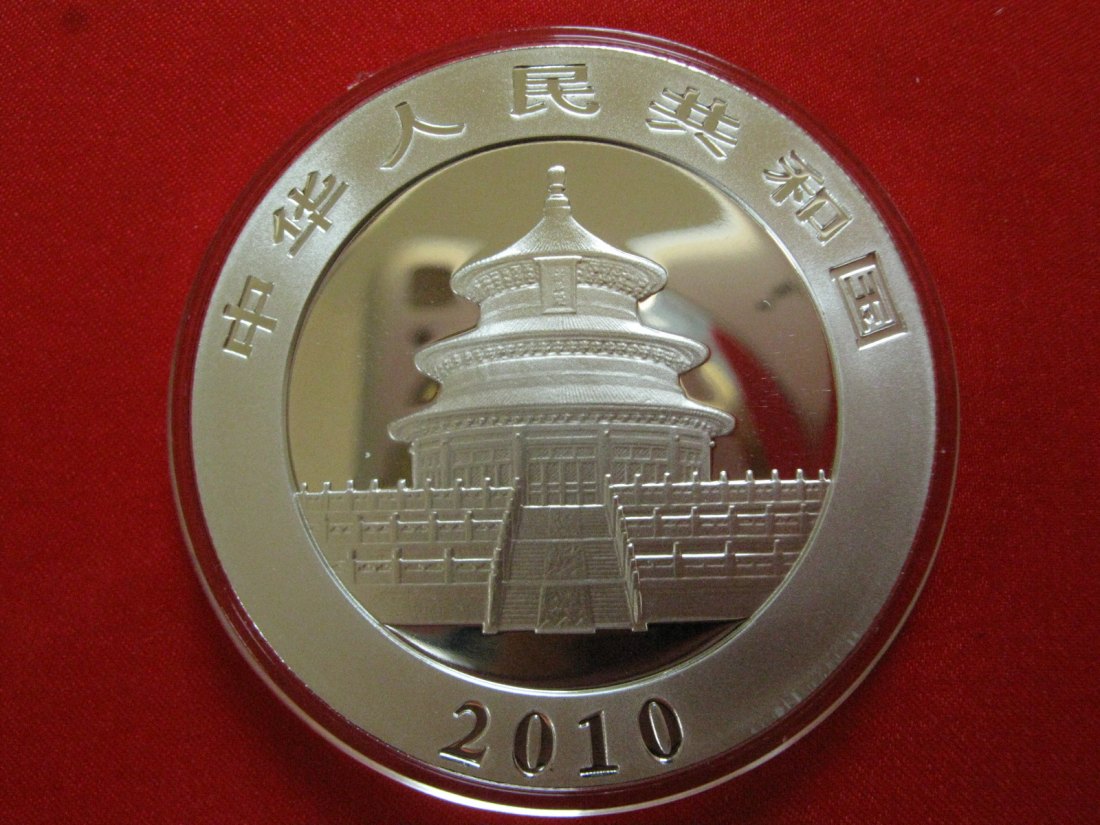  China Silbermünze 2010, WWF Panda, 10 Yuan 1oz 999er Silber   