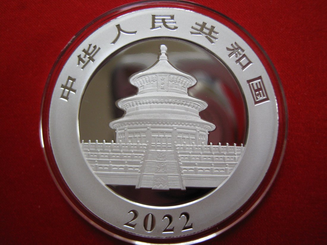  China Silbermünze 2022, WWF Panda, 10 Yuan 30g 999er Silber   