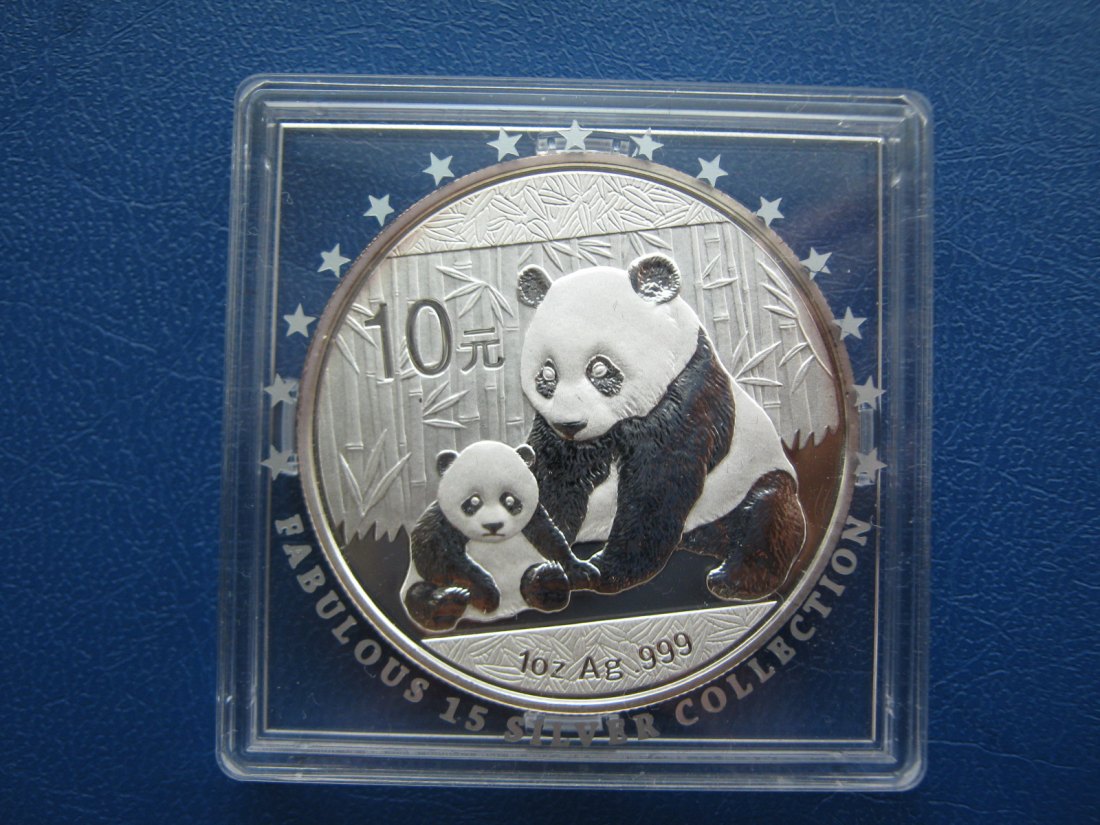  China Silbermünze 2012, WWF Panda, 10 Yuan 1oz 999er Silber   