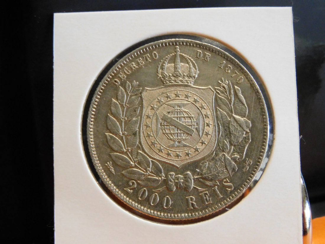  BRAZIL 2000 REIS 1870.GRADE-PLEASE SEE PHOTOS.   