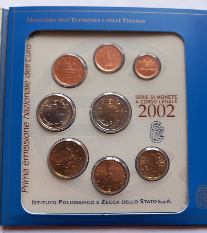  Italien Offizieller Euro-KMS  2002  im Original-Folder Stempelglanz   