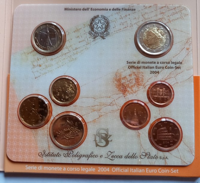  Italien Offizieller Euro-KMS  2004  im Original-Folder Stempelglanz   