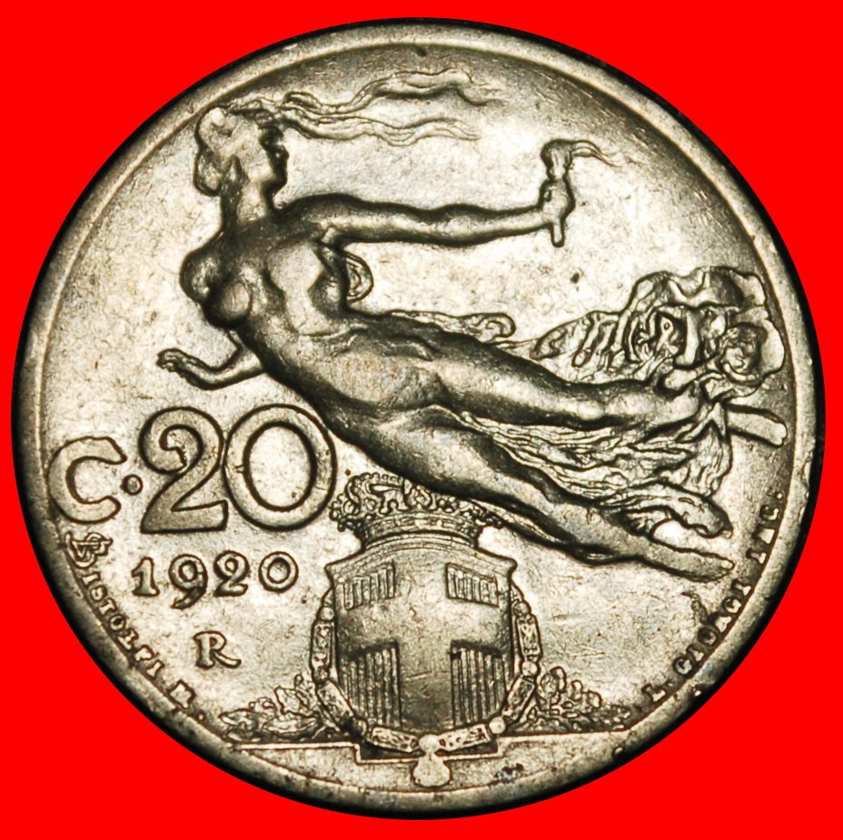  Ⰿ FLYING TORCH (1907-1935): ITALY ★ 20 CENTESIMOS 1920R! DIES II C! ★LOW START ★ NO RESERVE!   