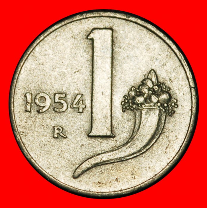 Ⰿ CORNUCOPIA (1951-2001): ITALY ★ 1 LIRA 1954R ASTRONOMY!★LOW START ★ NO RESERVE!
