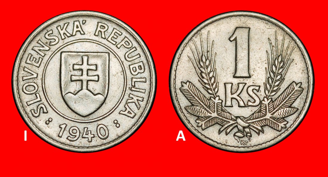  Ⰿ GERMANY: SLOVAKIA ★ 1 CROWN 1940 WAR TIME (1939-1945)! DISCOVERY COIN! ★LOW START ★ NO RESERVE!   