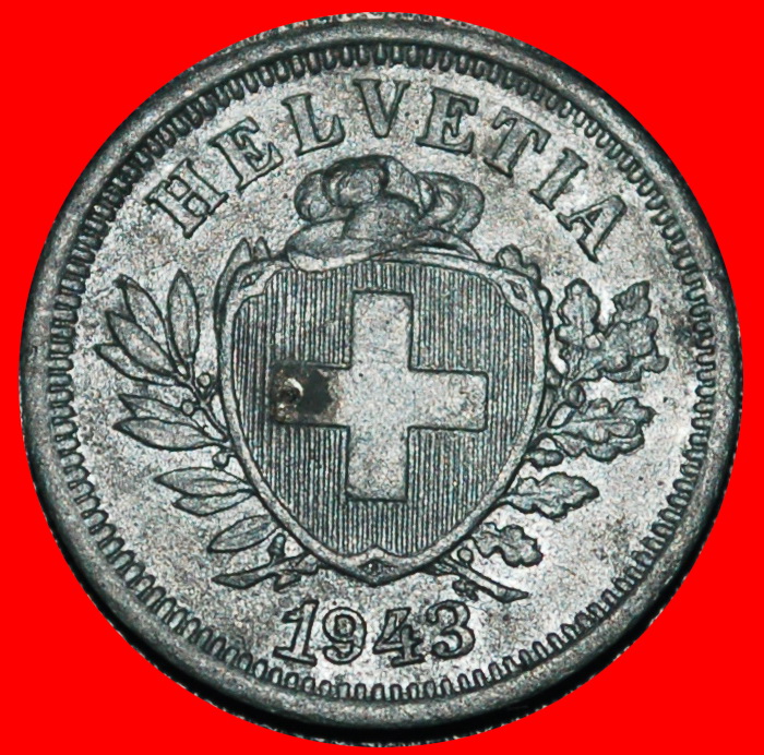  Ⰿ HAT ON THE SHIELD: SWITZERLAND ★ 1 RAPPEN 1943B! WAR ISSUE (1939-1945)!★LOW START ★ NO RESERVE!   