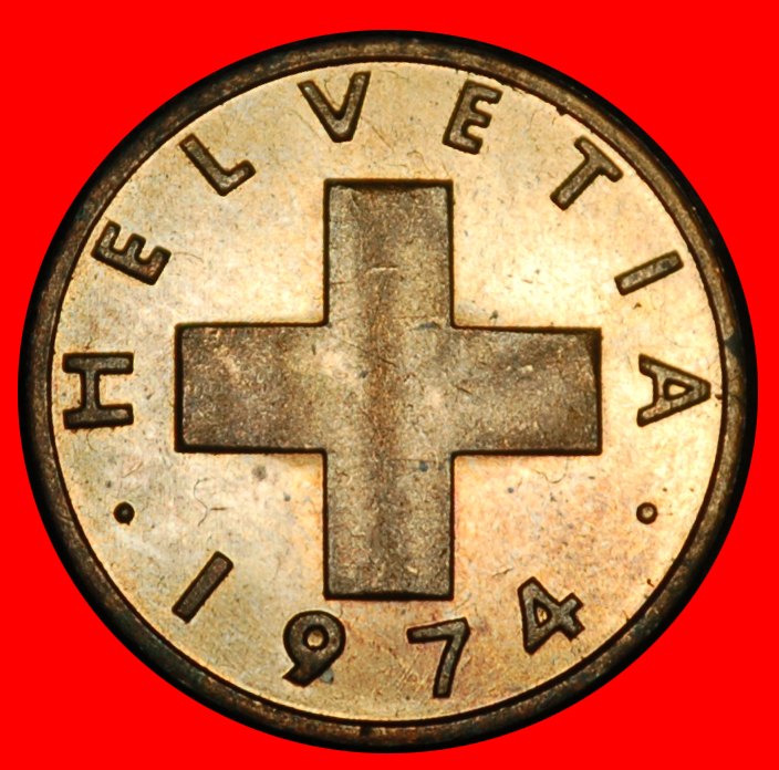  Ⰿ WHEAT SPRIG (1948-2006): SWITZERLAND ★1 RAPPEN 1974! DIES II C! UNC LUSTRE★LOW START ★ NO RESERVE!   
