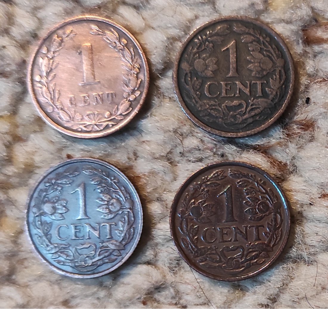  Niederlande 4 x 1 Cent 1899, 1921, 1925, 1931   