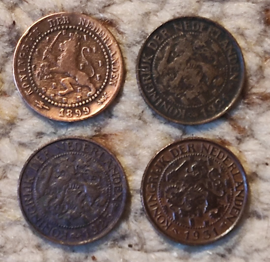  Niederlande 4 x 1 Cent 1899, 1921, 1925, 1931   
