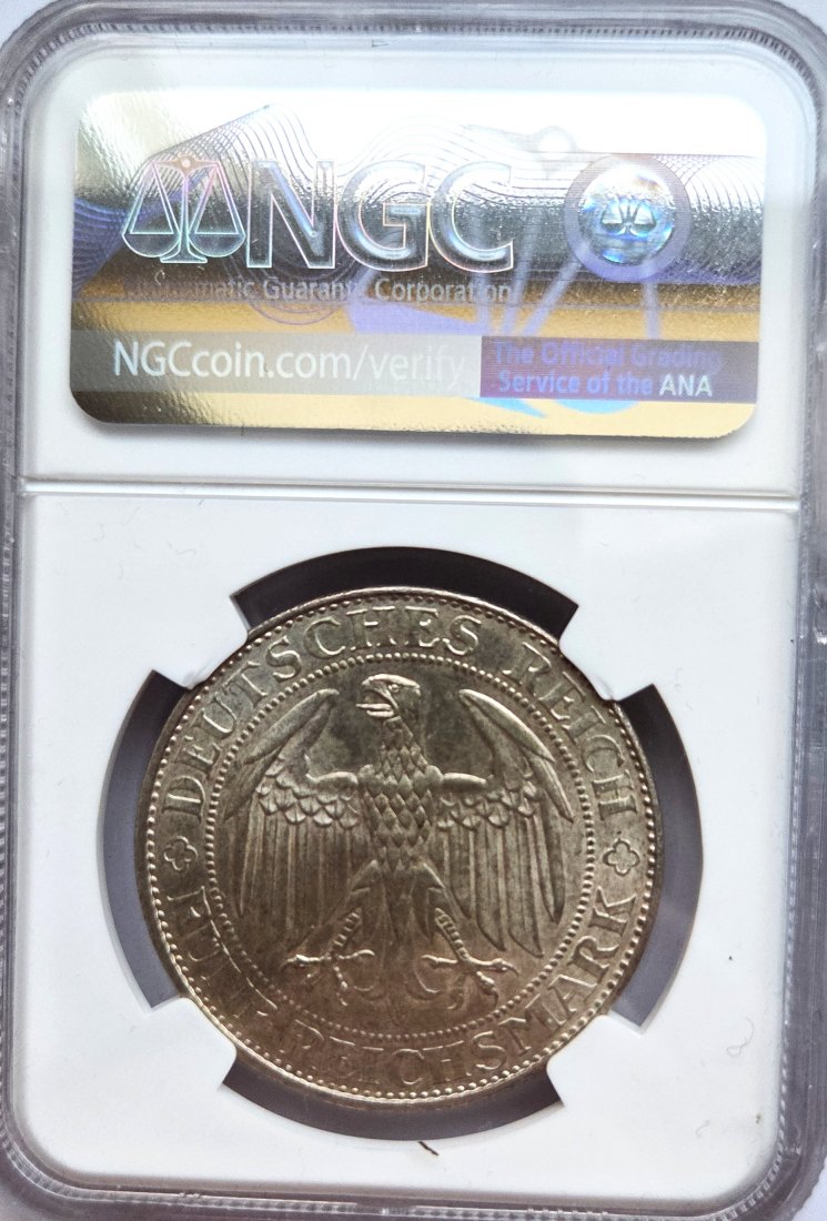 5 Mark Meissen - Weimar 1929 E - NGC MS63