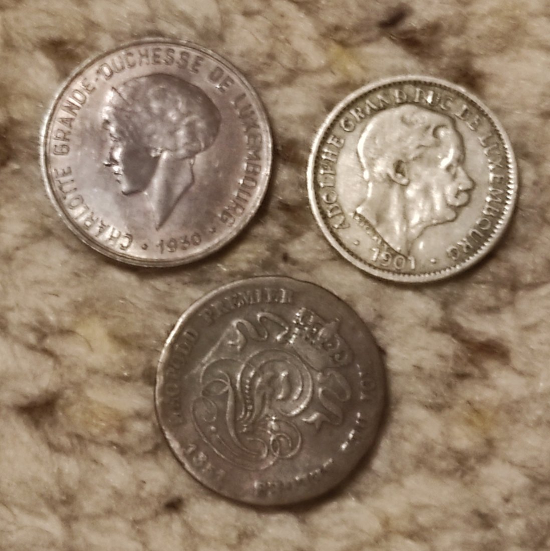  Set D106: Luxemburg/Belgien 3 alte Münzen   