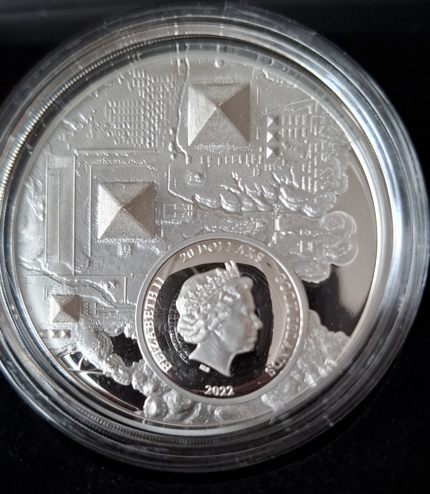  Cook Islands 20 $ 2022 Vermächtnis der Pharaonen 3 Oz Silber Ultra high Relief mit Goldauflage   