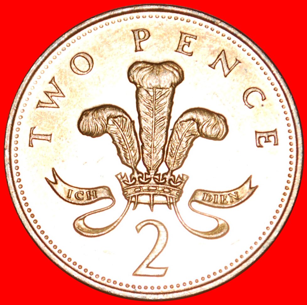  Ⰿ OSTRICH FEATHERS:GREAT BRITAIN★2 PENCE 1994 DIE B★ELIZABETH II (1952-2022)★LOW START ★ NO RESERVE!   