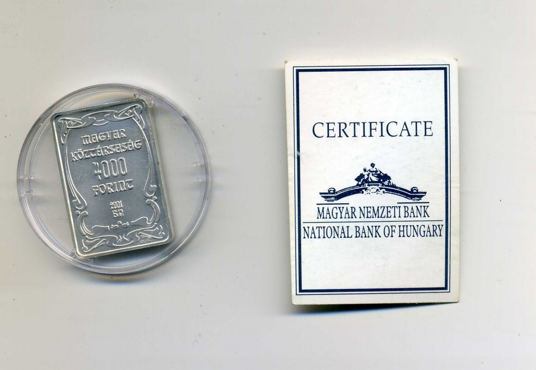  4000 Forint 2001 Künstler Kolonie Gödöllö mit Zertifikat 1 Unze Silber   