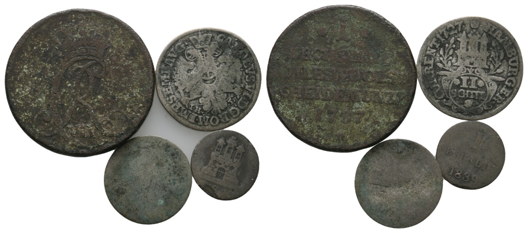  Altdeutschland; 4 Kleinmünzen   