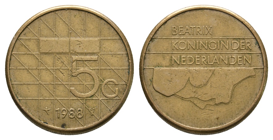  Niederlande, 5 Gulden 1988   