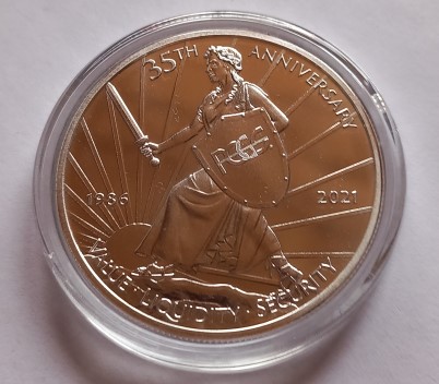  Niue  2 Dollar 2021 35th Anniversary - 35 Jahre PCGS  1 Oz Silber 31,1 gr   