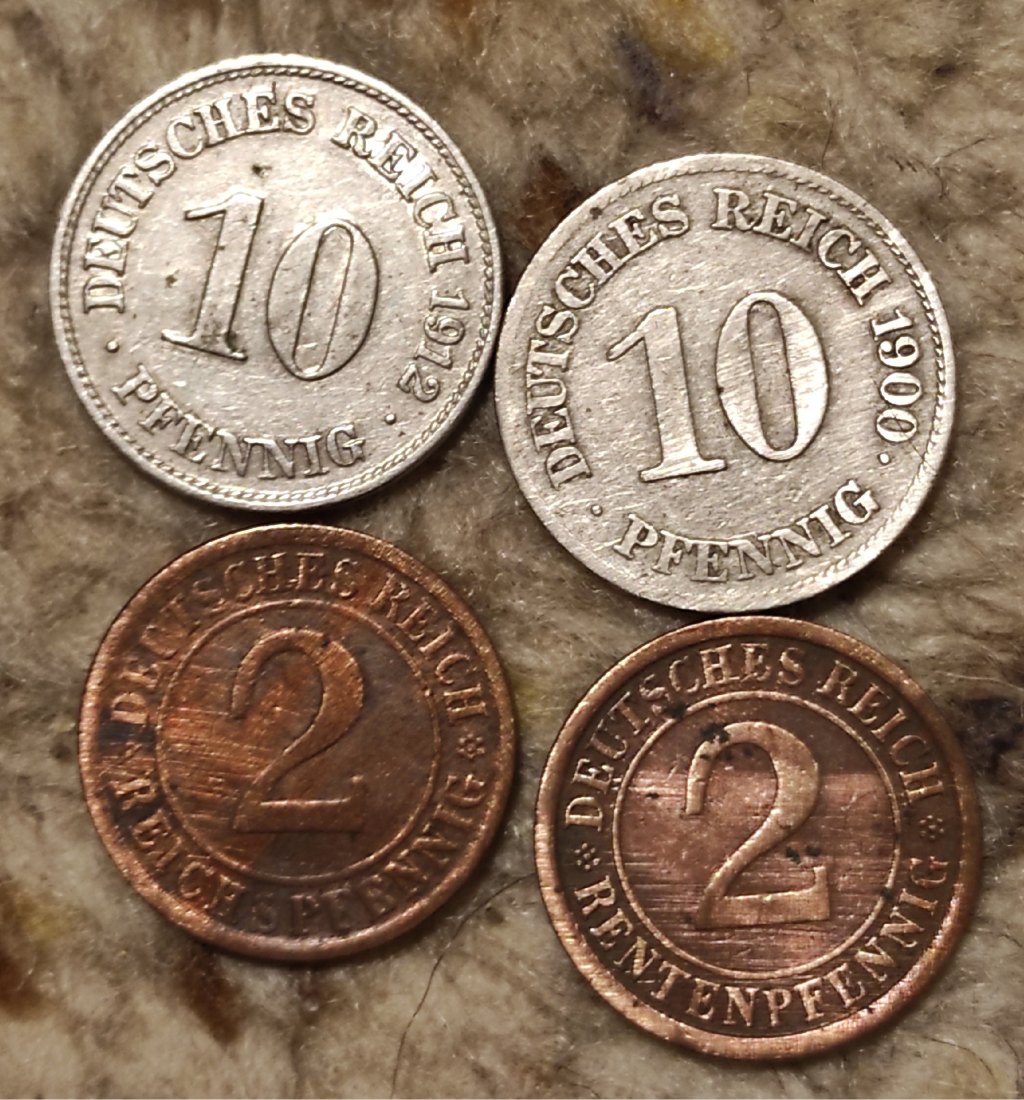  Deutschland Münzlot mit 4 älteren Münzen   