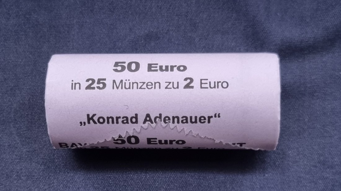  Deutschland,2 Euro,Blindrolle,2026,bfr.,prf.,unz.,Konrad Adenauer,08.01.26,Rolle   