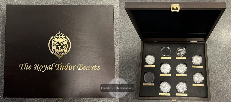  Großbritannien 8 x 5 Pounds (2 Unze) The Royal Tudor Beasts FM-Frankfurt Feinsilber: 497g   