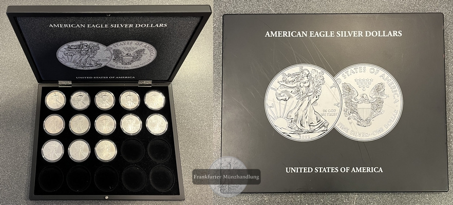  USA Eagle 13 x 1 Dollar (1 Unze) Set 1986-2024 FM-Frankfurt Feinsilber:405g   