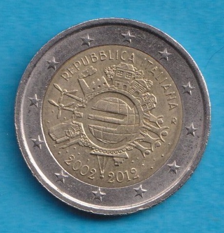  Italien 2 Euro 2002 - 2012 10 Jahre Bargeld   
