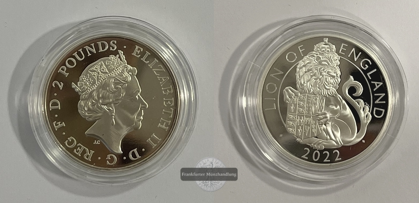  UK 2 Pounds 2022 The Lion of England (1 Unze) Royal Tudor Beasts FM-Frankfurt Feinsilber: 31,1g   