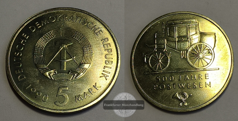  DDR 5 Mark 1990 FM-Frankfurt Nickel-Messing   