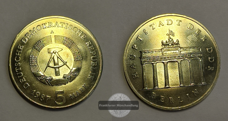  DDR 5 Mark 1987 FM-Frankfurt Kupfer-Nickel   