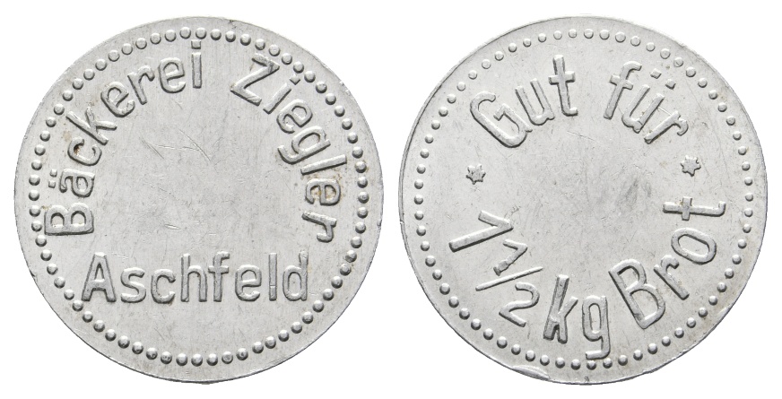  Bayern, Aschfeld Bäckerei Ziegler, Gut für 1 1/2 kg Brot; Menzel -   