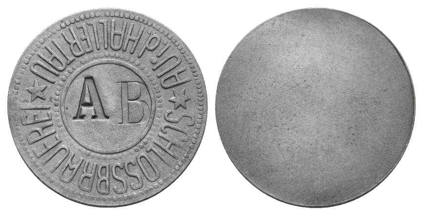  Bayern, Au i.d. Hallentau Schlossbrauerei, Buchstabe gepunzt: AB; Menzel 850.2   