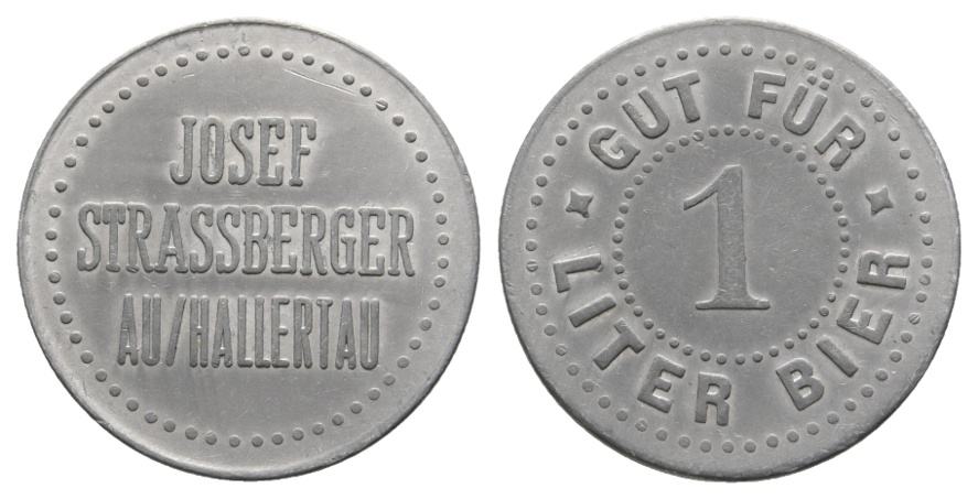  Bayern, Au/Hallertau, Josef Strassberger, Gut für 1 Liter Bier; Menzel 846.1   