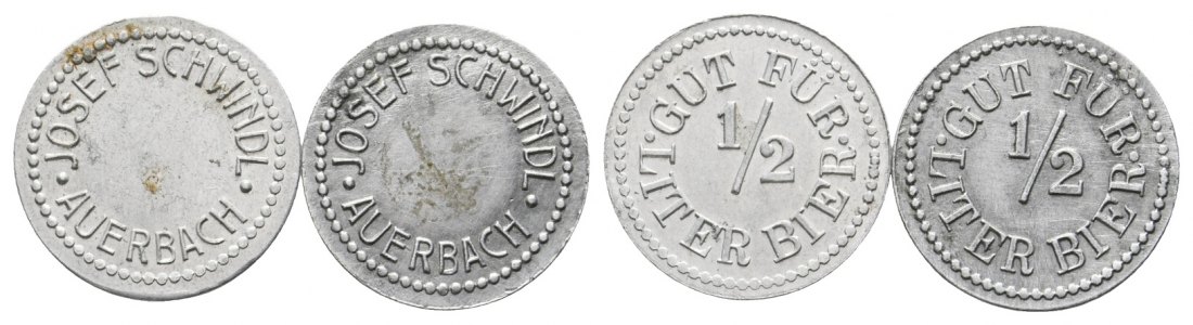  Bayern, Auerbach Josef Schwindl, Gut für 1/2 Liter Bier (2 Stück); Menzel 875   